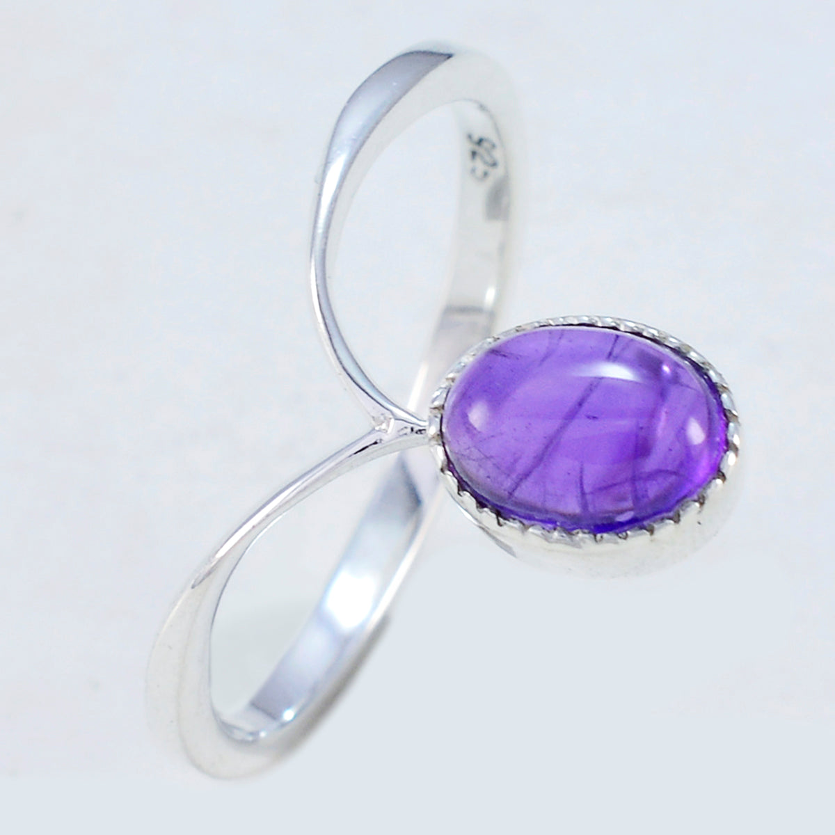 Amethyst Solitaire American 92.5 Silver Purple Gems Delicate Luxurious Ring Jewelry Второстепенное изображение товара