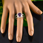 Amethyst Solitaire Australian Sterling Silver Purple Gemstones Classic Rope Wire Ring Jewelry