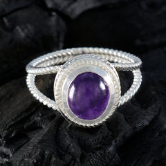 Amethyst Solitaire Australian Sterling Silver Purple Gemstones Classic Rope Wire Ring Jewelry