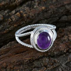 Amethyst Solitaire Australian Sterling Silver Purple Gemstones Classic Rope Wire Ring Jewelry