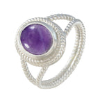Amethyst Solitaire Australian Sterling Silver Purple Gemstones Classic Rope Wire Ring Jewelry