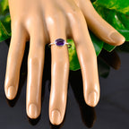 Amethyst Solitaire Turkish Silver Purple Gemstone Elegant  Graceful Ring Jewelry