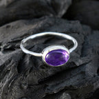 Amethyst Solitaire Turkish Silver Purple Gemstone Elegant  Graceful Ring Jewelry