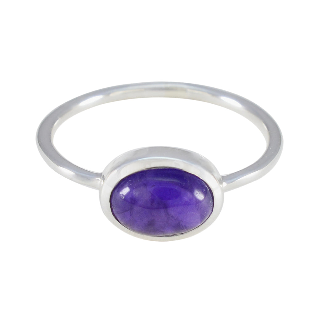 Amethyst Solitaire Turkish Silver Purple Gemstone Elegant  Graceful Ring Jewelry