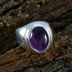 Amethyst Solitaire Indian 925 Silver Purple Gems Essential  Trendy Ring Jewelry