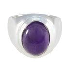 Amethyst Solitaire Indian 925 Silver Purple Gems Essential  Trendy Ring Jewelry