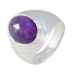 Amethyst Solitaire Indian 925 Silver Purple Gems Essential  Trendy Ring Jewelry