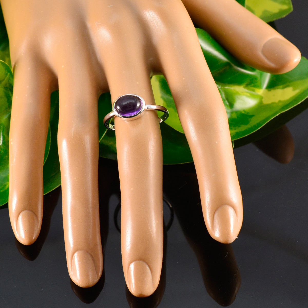 Amethyst Solitaire Korean 925 Sterling Silver Purple Gemstones Dainty Modern Ring Jewellery