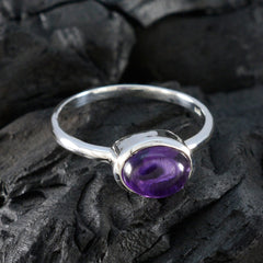 Amethyst Solitaire Korean 925 Sterling Silver Purple Gemstones Dainty Modern Ring Jewellery