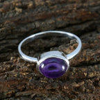 Amethyst Solitaire Korean 925 Sterling Silver Purple Gemstones Dainty Modern Ring Jewellery