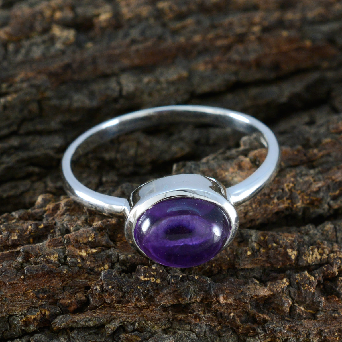 Amethyst Solitaire Korean 925 Sterling Silver Purple Gemstones Dainty Modern Ring Jewellery