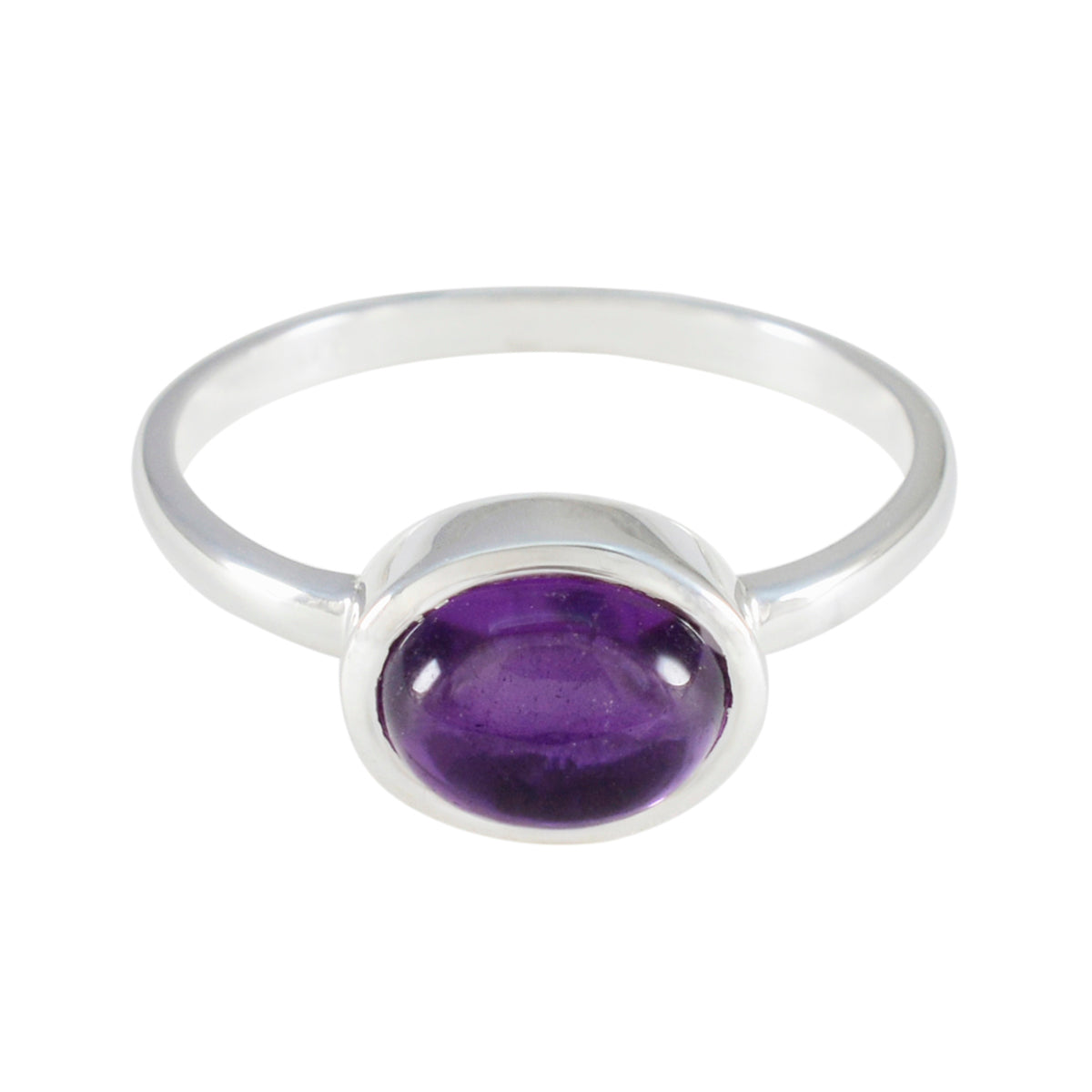 Amethyst Solitaire Korean 925 Sterling Silver Purple Gemstones Dainty Modern Ring Jewellery