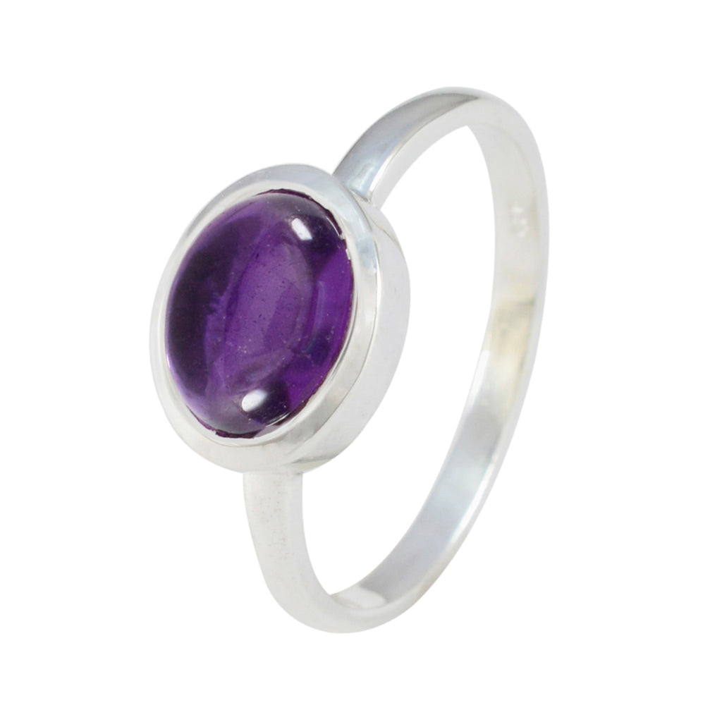 Amethyst Solitaire Korean 925 Sterling Silver Purple Gemstones Dainty Modern Ring Jewellery