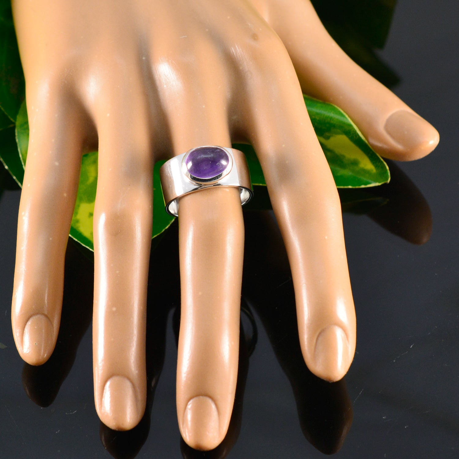 Amethyst Solitaire African 925 Silver Purple Gems Versatile Armor Band Jewelry