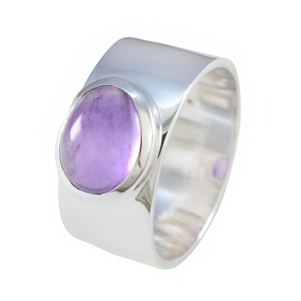Amethyst Solitaire African 925 Silver Purple Gems Versatile Armor Band Jewelry