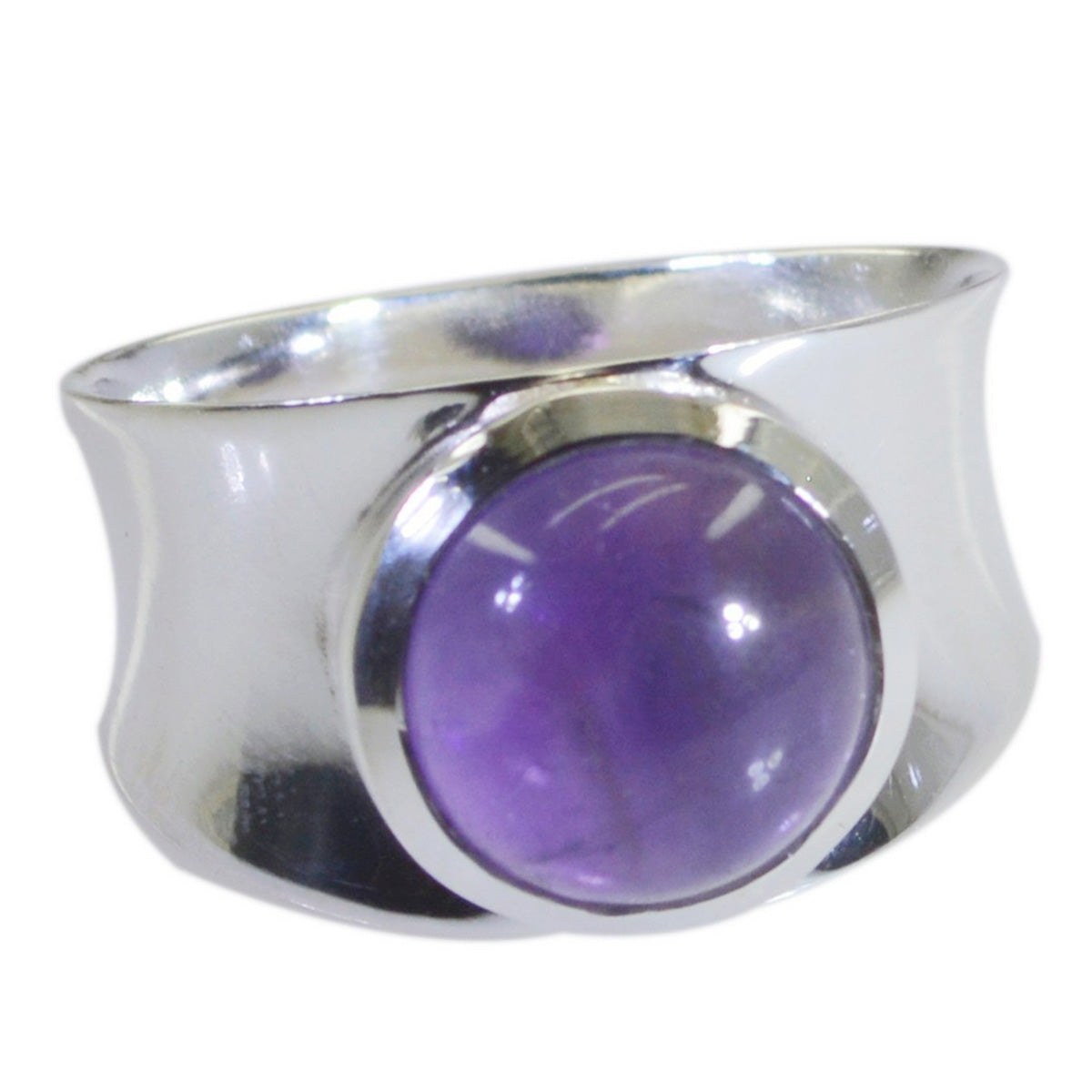 Amethyst Solitaire Moroccan 925 Sterling Silver Purple Gemstone Slim Abstract Ring Jewellery Hoofdafbeelding