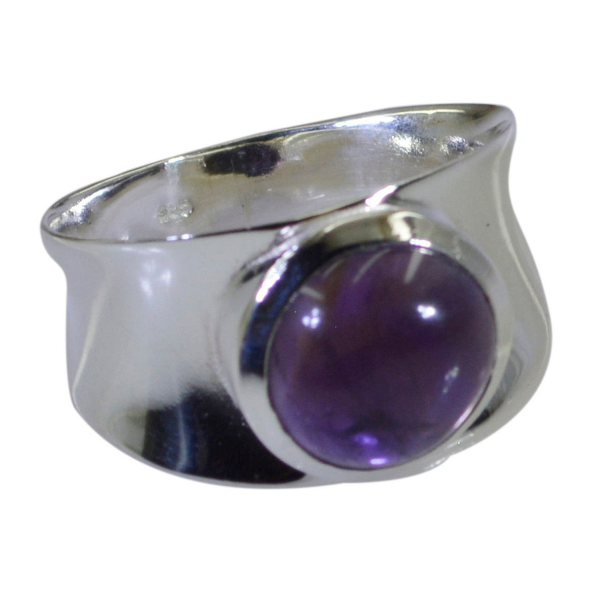 Amethyst Solitaire Moroccan 925 Sterling Silver Purple Gemstone Slim Abstract Ring Jewellery