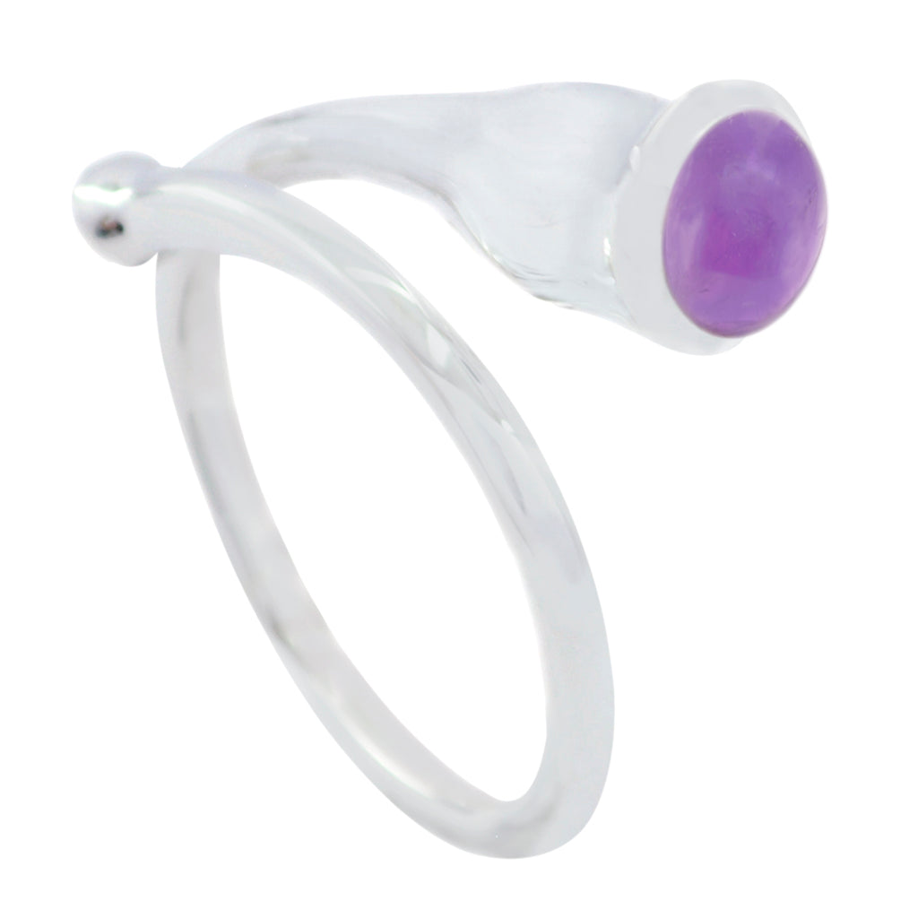 Amethyst Solitaire French Silver Purple Gemstone Mid weight Luxurious Ring Jewellery