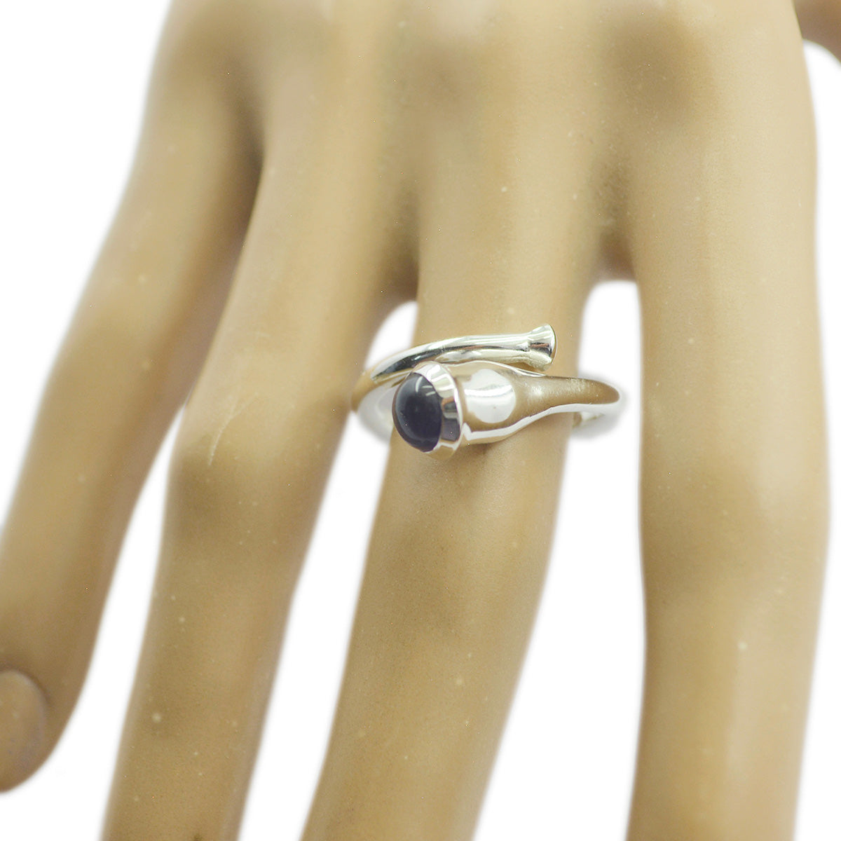 Bague de luxe de poids moyen avec solitaire en améthyste et pierre précieuse violette en argent français Image secondaire du produit