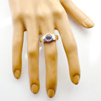 Amethyst Solitaire French Silver Purple Gemstones Slim Sophisticated Ring Jewelry