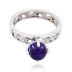 Amethyst Solitaire Middle Eastern Silver Purple Gems Slim Filigree Ring Jewellery
