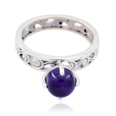Amethyst Solitaire Middle Eastern Silver Purple Gems Slim Filigree Ring Jewellery