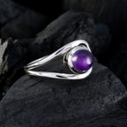 Amethyst Solitaire French Silver Purple Gemstones Slim Fairytale Ring Jewellery
