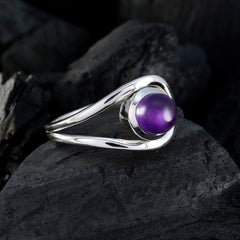 Amethyst Solitaire French Silver Purple Gemstones Slim Fairytale Ring Jewellery