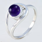 Amethyst Solitaire French Silver Purple Gemstones Slim Fairytale Ring Jewellery