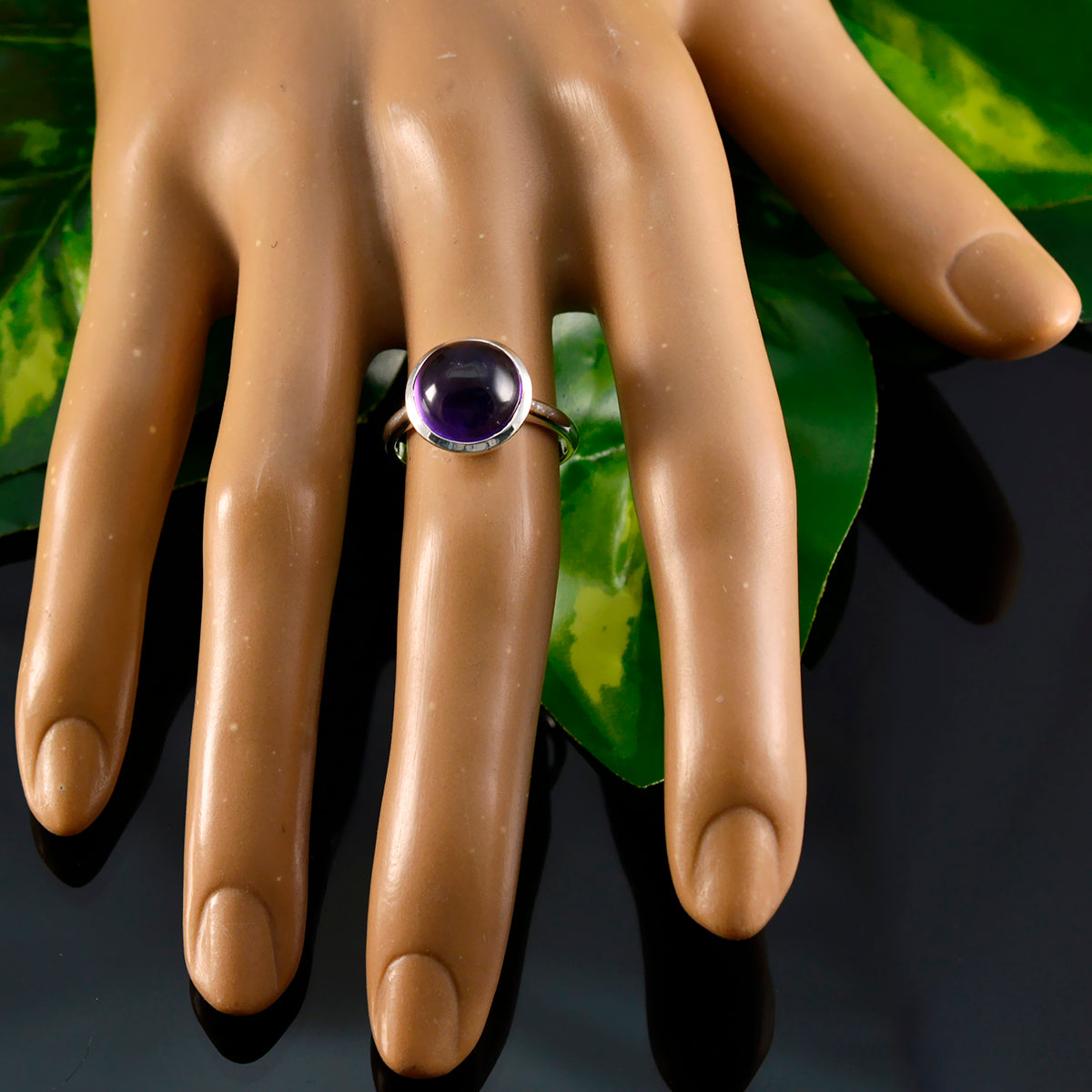 Amethyst Solitaire Russian 925 Sterling Silver Purple Gemstones Slim Graceful Ring Jewellery