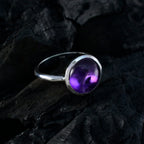 Amethyst Solitaire Russian 925 Sterling Silver Purple Gemstones Slim Graceful Ring Jewellery