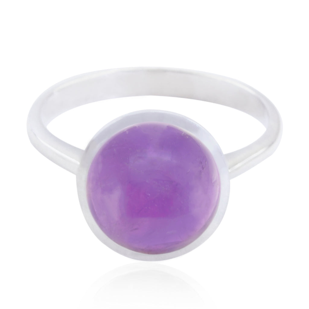 Amethyst Solitaire Russian 925 Sterling Silver Purple Gemstones Slim Graceful Ring Jewellery