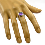 Amethyst Solitaire Russian 925 Sterling Silver Purple Gemstones Slim Graceful Ring Jewellery