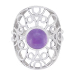 Amethyst Solitaire Italian Silver Purple Gemstones Minimal Filigree Ring Jewellery