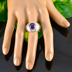 Amethyst Solitaire French 925 Sterling Silver Purple Gemstones Eye catching Contemporary Ring Jewelry