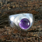 Amethyst Solitaire French 925 Sterling Silver Purple Gemstones Eye catching Contemporary Ring Jewelry