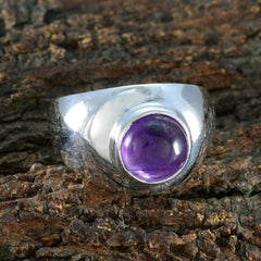 Amethyst Solitaire French 925 Sterling Silver Purple Gemstones Eye catching Contemporary Ring Jewelry