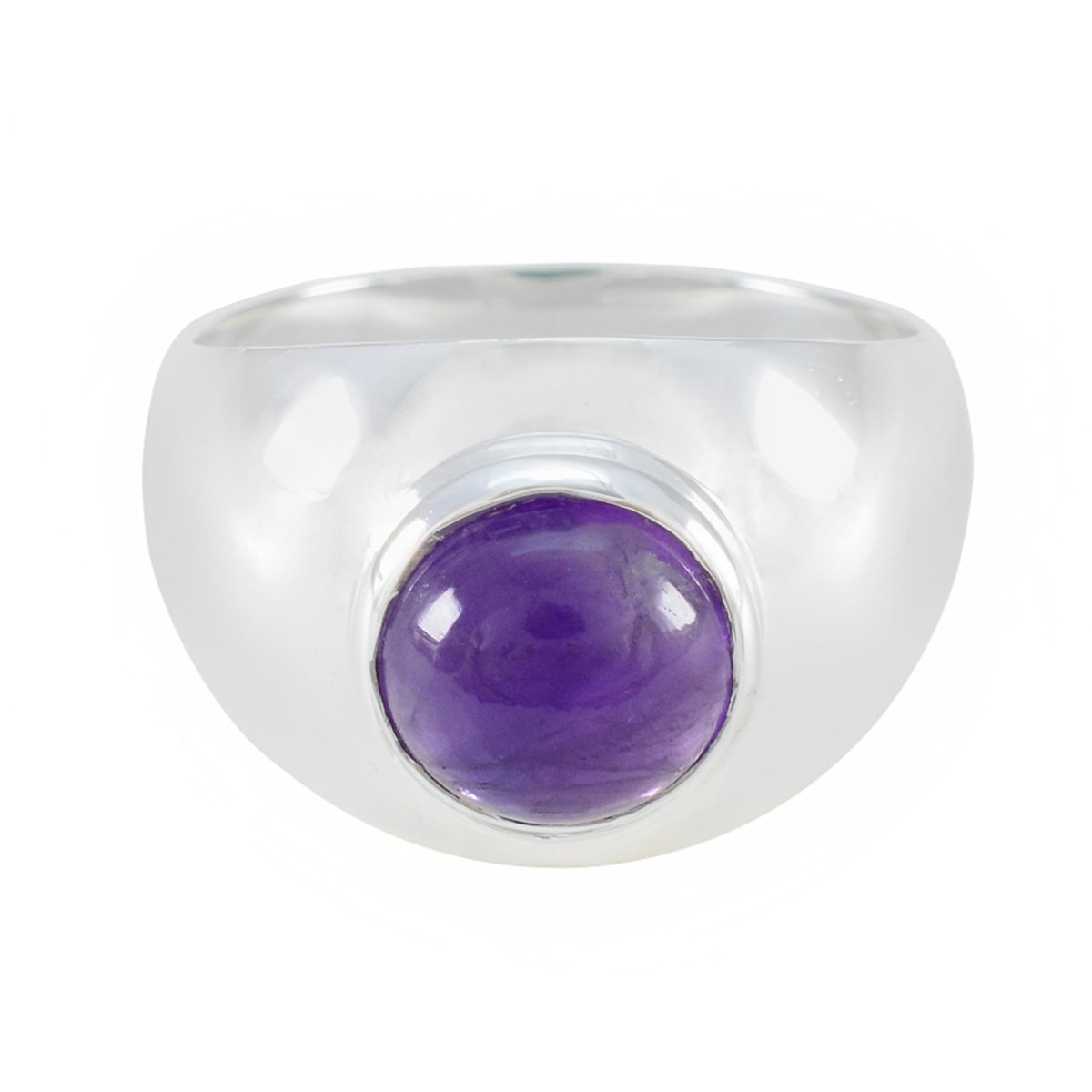 Amethyst Solitaire French 925 Sterling Silver Purple Gemstones Eye catching Contemporary Ring Jewelry Image principale du produit