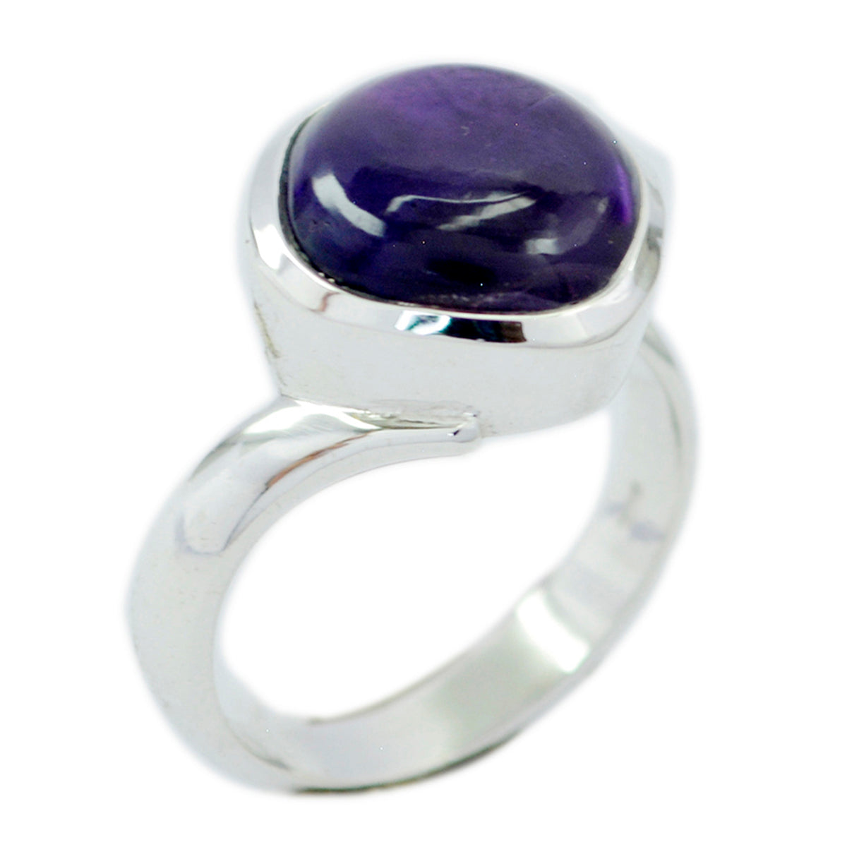 Amethyst Solitaire Egyptian 92.5 Silver Purple Gemstone Minimal Love Ring Jewelry メイン画像