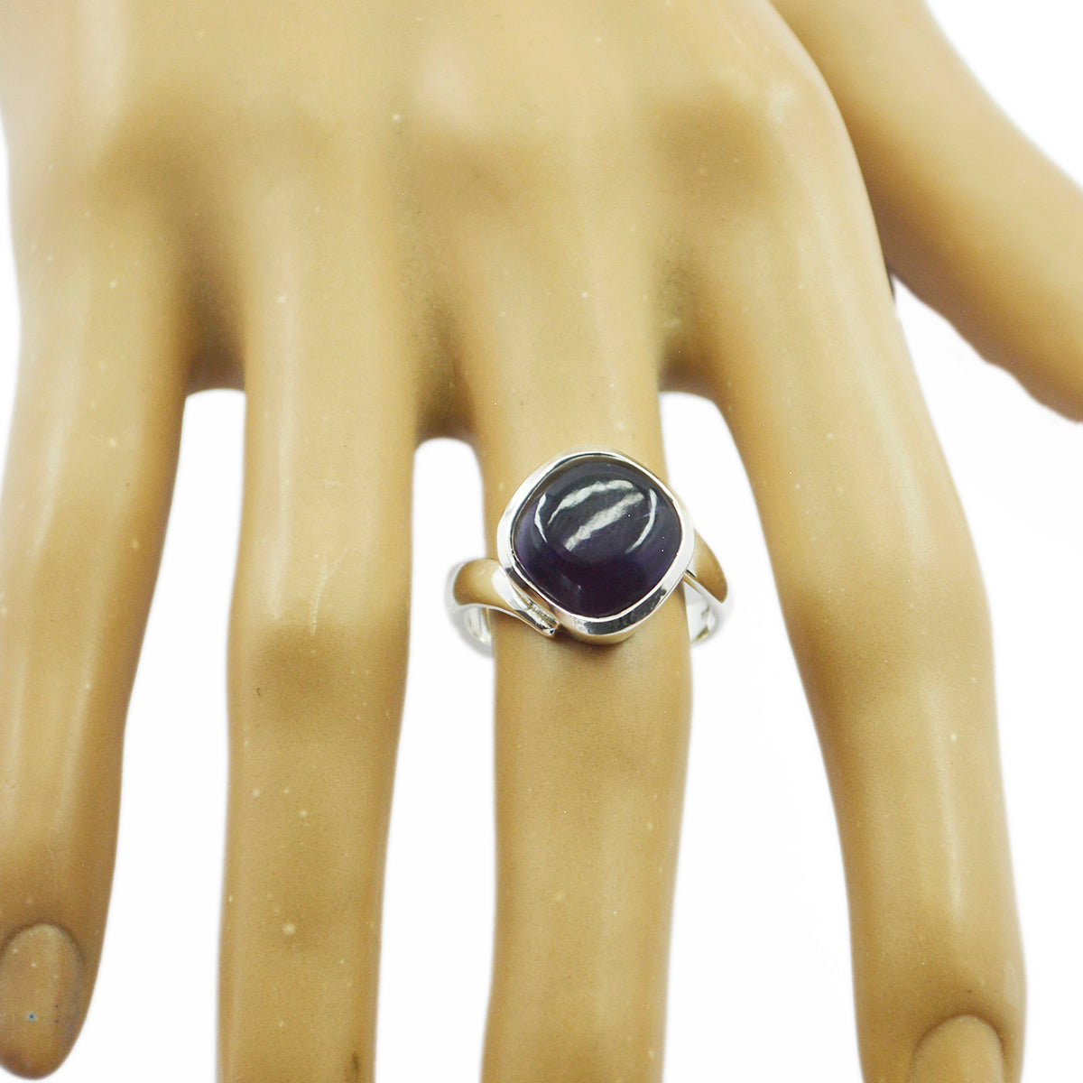 Bague solitaire en améthyste égyptienne en argent 92,5 et pierre précieuse violette, bijou minimaliste, amour Image secondaire du produit
