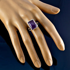 Amethyst Solitaire African 92.5 Silver Purple Gemstone Minimal Abstract Ring Jewelry