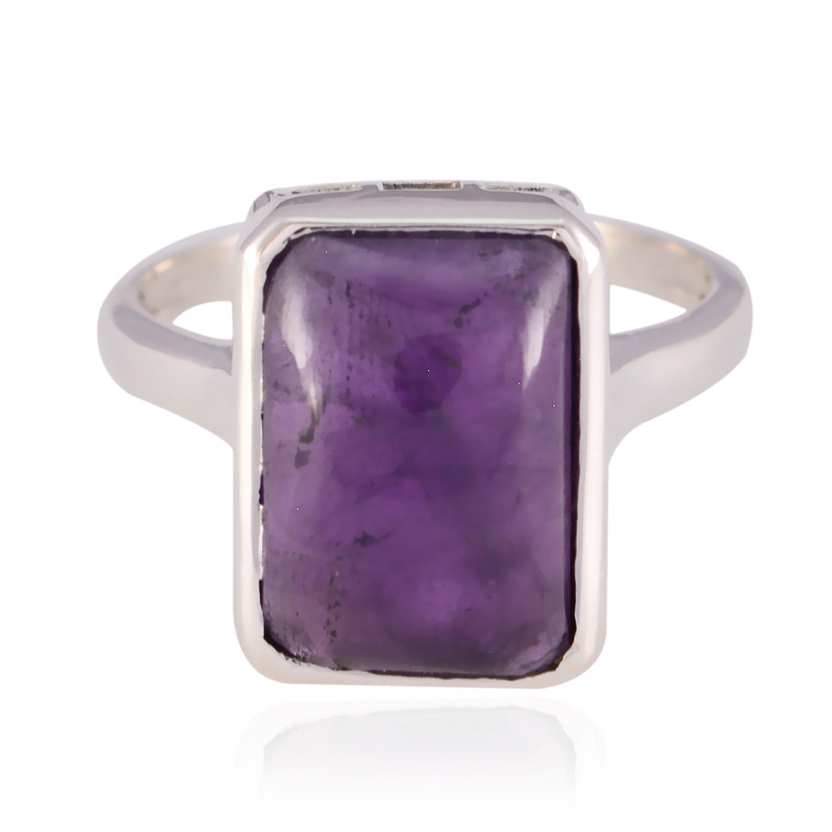 Amethyst Solitaire African 92.5 Silver Purple Gemstone Minimal Abstract Ring Jewelry Image principale du produit