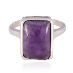 Amethyst Solitaire African 92.5 Silver Purple Gemstone Minimal Abstract Ring Jewelry