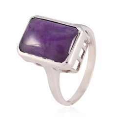 Amethyst Solitaire African 92.5 Silver Purple Gemstone Minimal Abstract Ring Jewelry