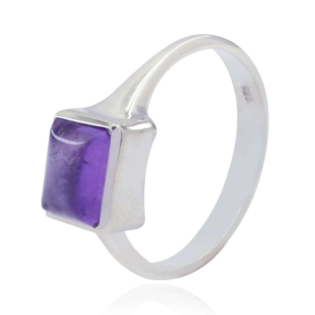 Amethyst Solitaire American 925 Silver Purple Gemstones Whisper thin Contemporary Ring Jewelry