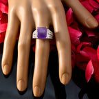 Amethyst Solitaire Indian 925 Sterling Silver Purple Gemstones Eye catching Trendy Ring Jewelry