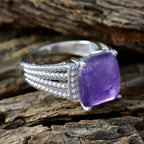 Amethyst Solitaire Indian 925 Sterling Silver Purple Gemstones Eye catching Trendy Ring Jewelry
