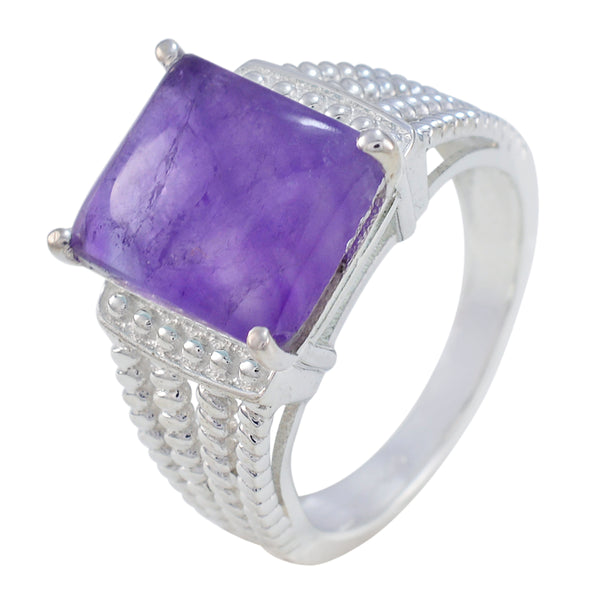 Amethyst Solitaire Indian 925 Sterling Silver Purple Gemstones Eye catching Trendy Ring Jewelry