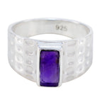 Amethyst Solitaire French Silver Purple Gems Classic Signet Ring Jewelry