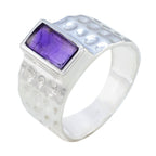 Amethyst Solitaire French Silver Purple Gems Classic Signet Ring Jewelry